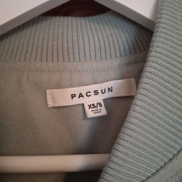 Pacsun Newport Beach Varsity Letterman Jacket Women XS/S Mint Green Ivory Clean - Picture 8 of 8